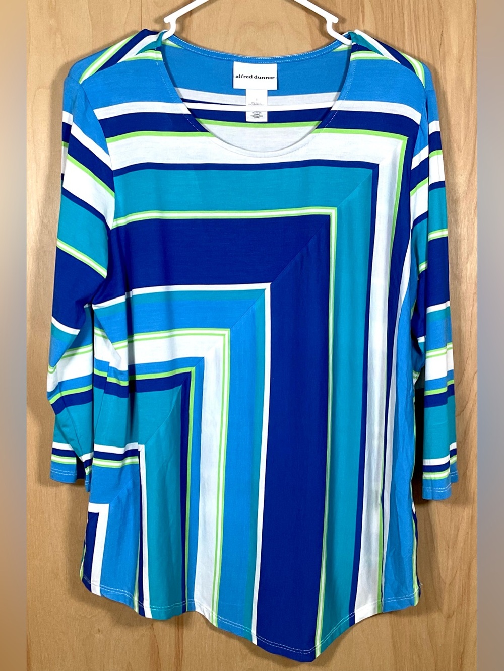 Alfred Dunner Tradewinds Spliced Stripe Knit Stretch Top - EUC